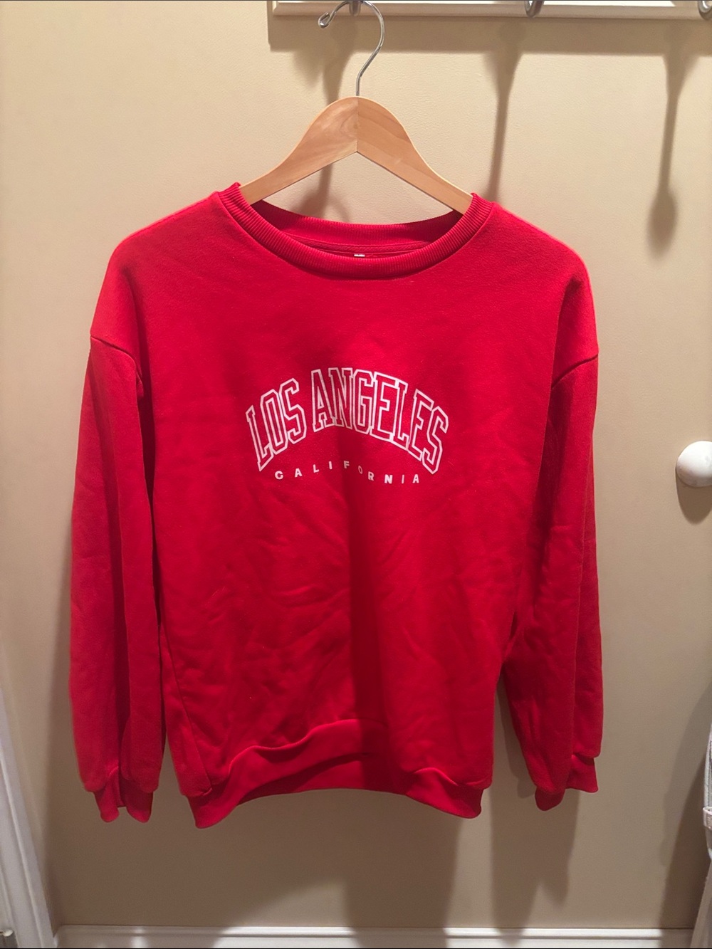 Red Los Angeles Graphic Crewneck Sweater